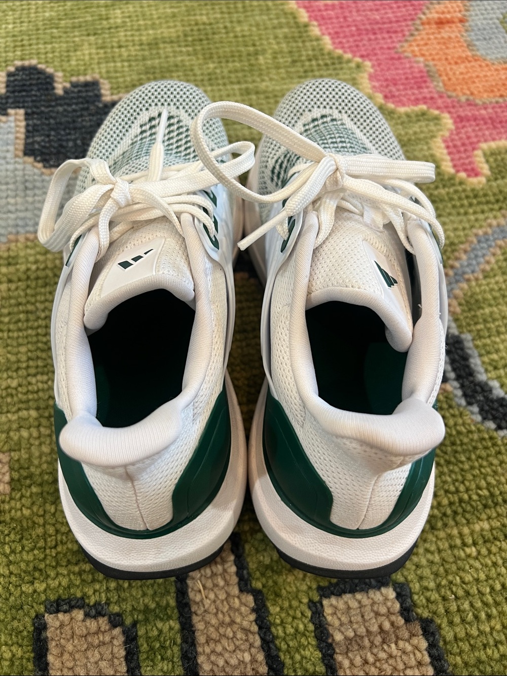 adidas Kids White and Green Mesh Athletic Sneakers - Picture 3 of 3